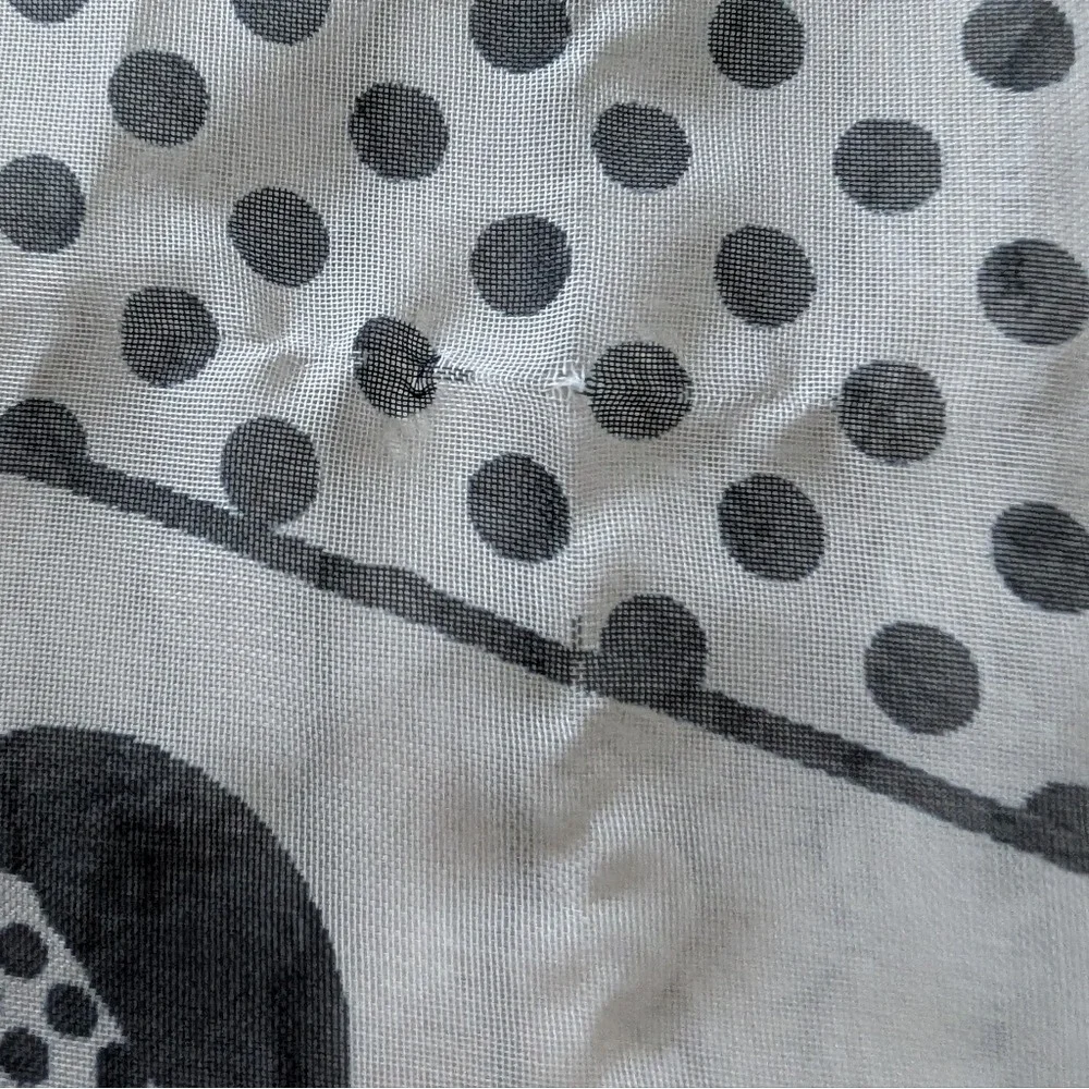 Vintage 90s Maximalism Romantic Navy Blue Geometric Polka Dot Sheer Silk Scarf